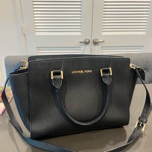 Michael Kors Black Crossbody with Gold Accents
